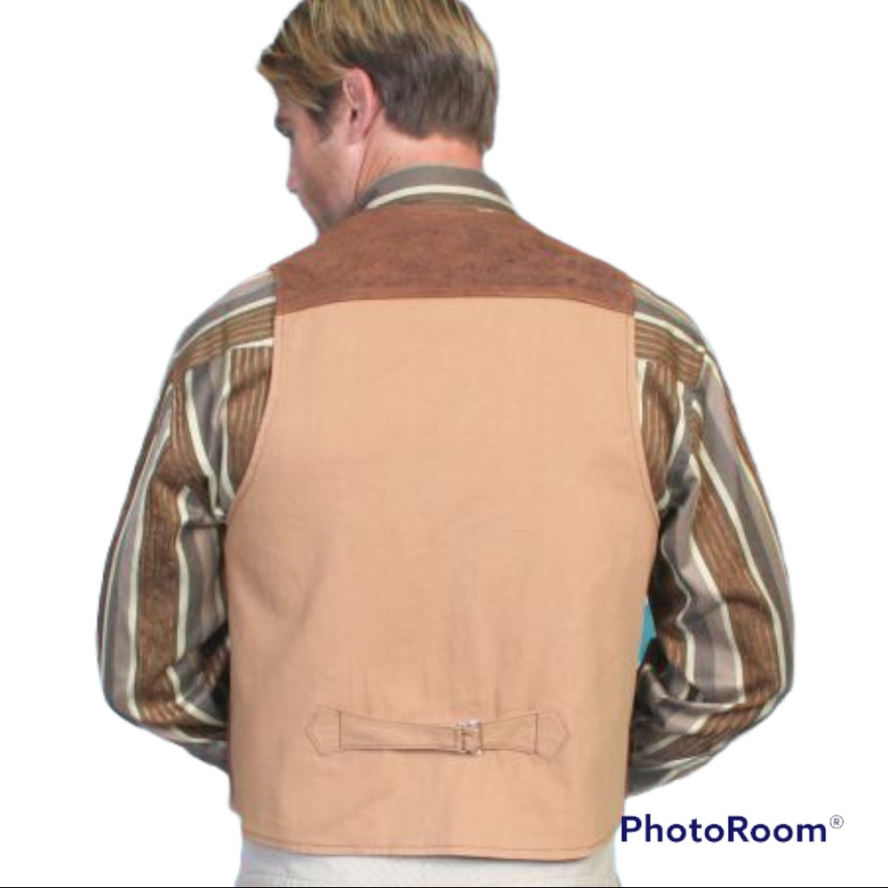 🎃SOLD🎃 SCULLY Vintage Leather Concho Vest Unisex Western Tassel Fringe XL - Picture 6 of 13
